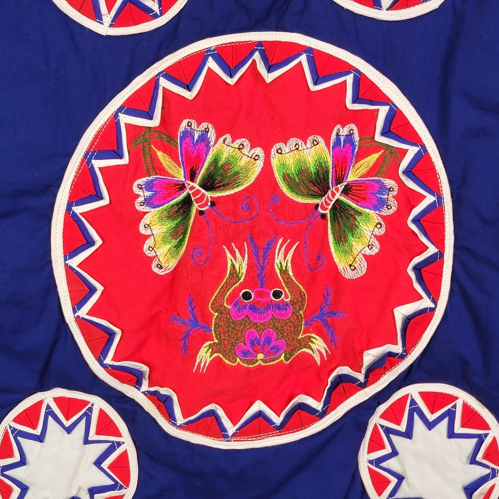 Embroidered Asain Vintage 80's Panda Butterfly Frog Motif Quilted Vest Unsized - Picture 11 of 16